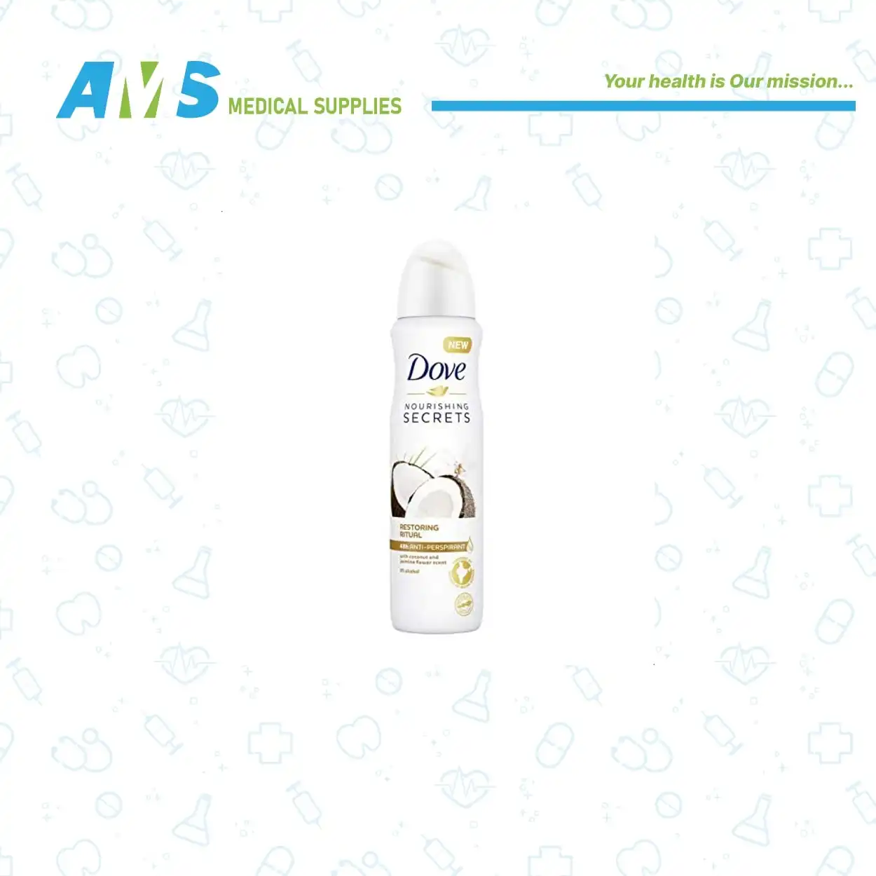 سبراي مزيل العرق برائحة جوز الهند وزهرة الياسمين للنساء 150 مل من دوف