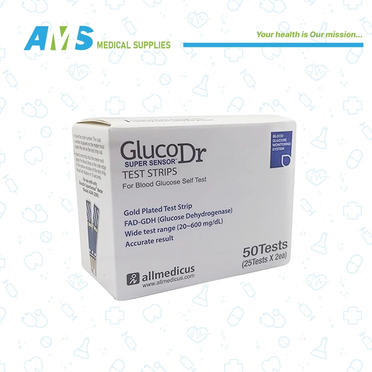 شرائط اختبار الجلوكوز فى الدم من جلوكو دكتور اوتو 25*2