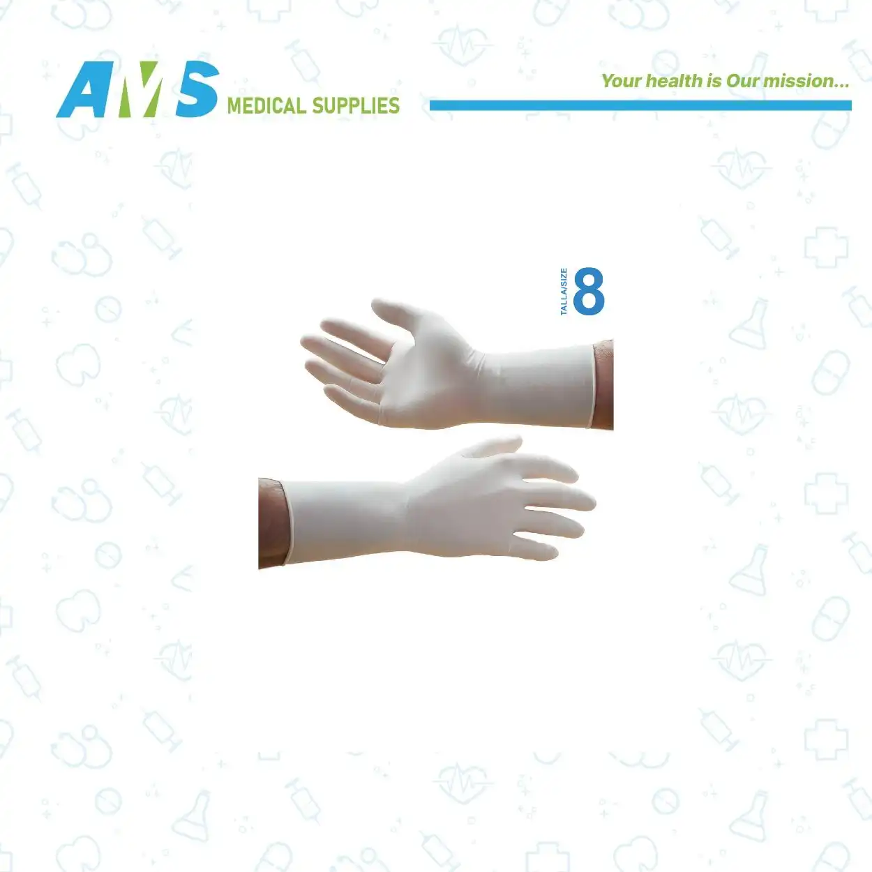 جوانتي جراحي من اللاتكس فائقة التعقيم مقاس 8