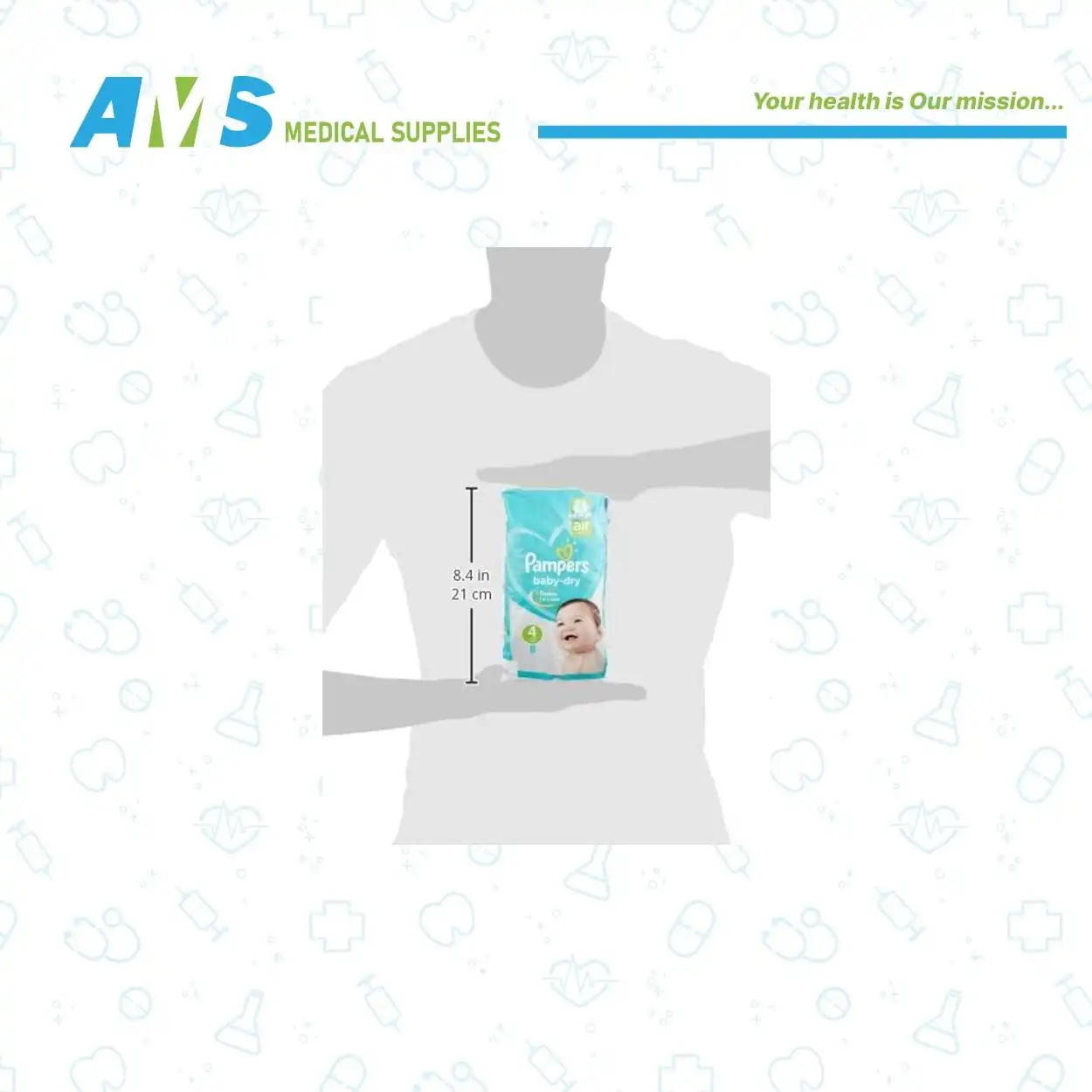 حفاضات بامبرز بيبي دراي ماكس مقاس 4 - 8 قطع