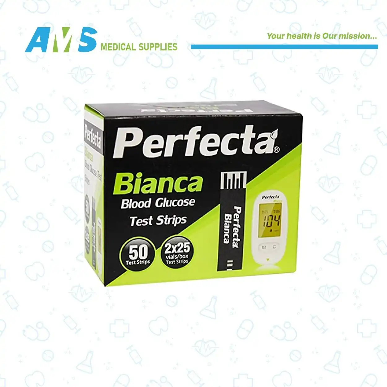 شرائط اختبار الجلوكوز فى الدم  من بيرفكتا بيانكا 50شريط