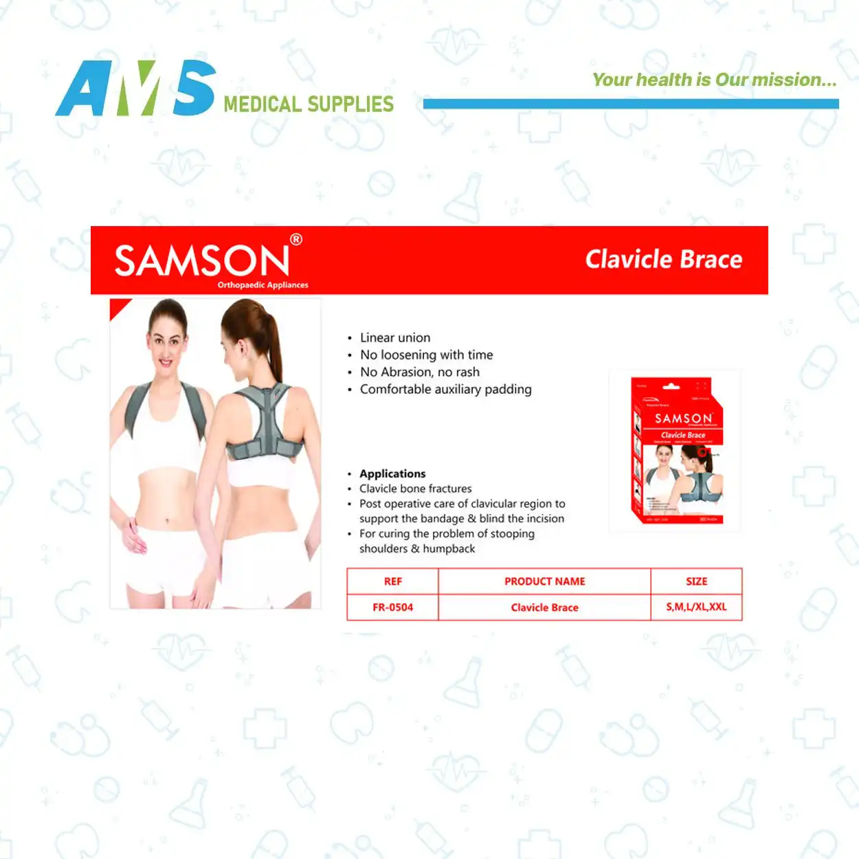 L حزام شد الترقوة من سمسون مقاس