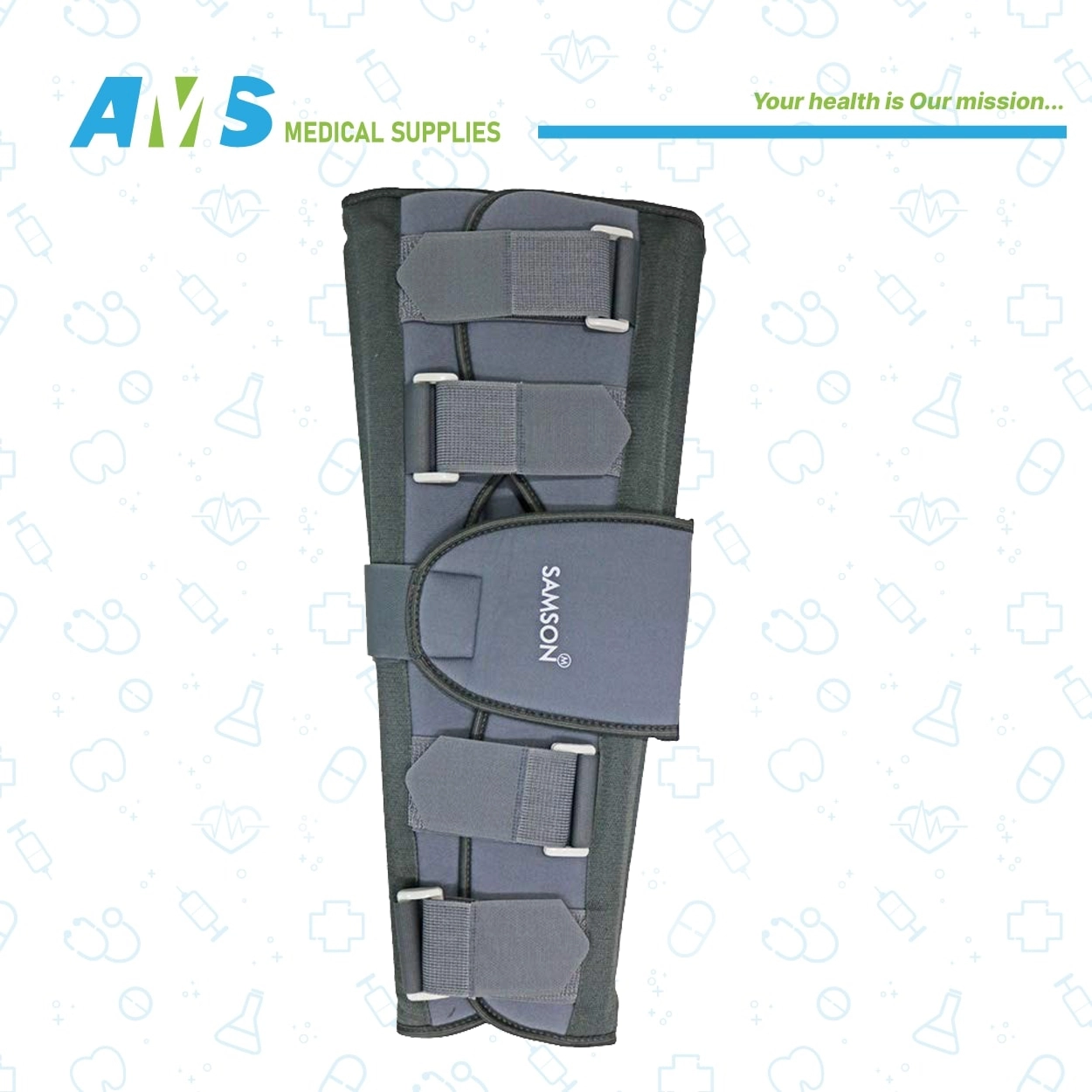 Samson-Knee-Brace-Immobilizer-Long-Type-XL-3.webp XL دعامة تثبيت الركبة حجم طويل من سمسون مقاس