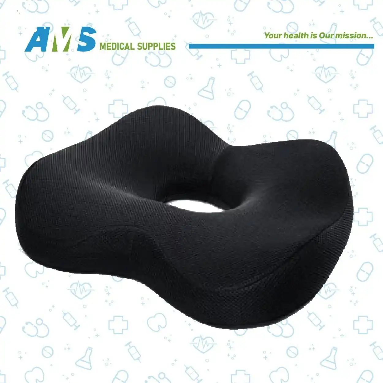 مقعد بواسير ألفا للوقاية من آلام البواسير والعصعص , أسود